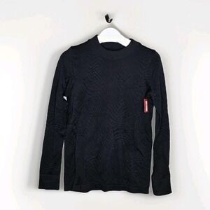 Spanx Women Sweater Shirt Mock Neck Black Size Large  Womens NWT Pattern Texture